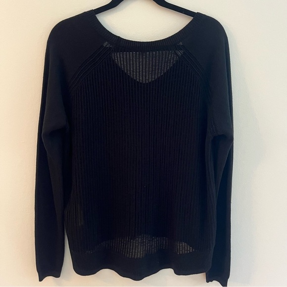 Rachel Roy Black Rounded V-Neck Transparent Back Oversized Sweater Size M - Picture 2 of 7
